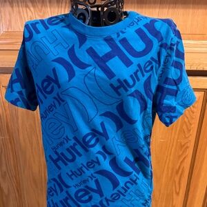 Boys Hurley 7/8 Short Sleeve Crew Neck Blue 100% Cotton Tee T-Shirt Classic